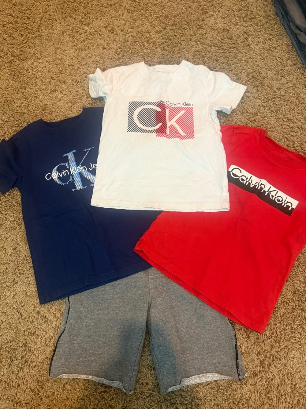 Calvin Klein Jeans Kids' Trio Graphic Tee Set in White, Navy & Red